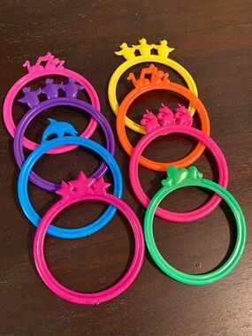 Lisa Frank Plastic Party Favor Bracelets Set of 8 Bright Colors 90s Nostalgia